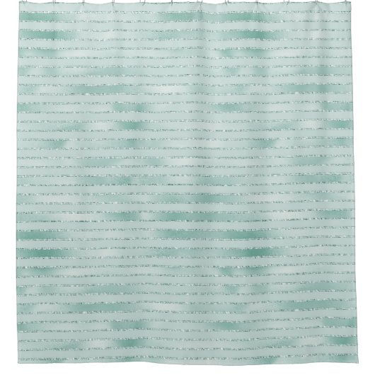  Aqua Mint Glitzy Glitter Stripes Douchegordijn (Voorkant)