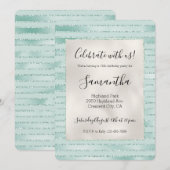  Aqua Mint Glitzy Glitter Stripes Kaart (Voorkant / Achterkant)