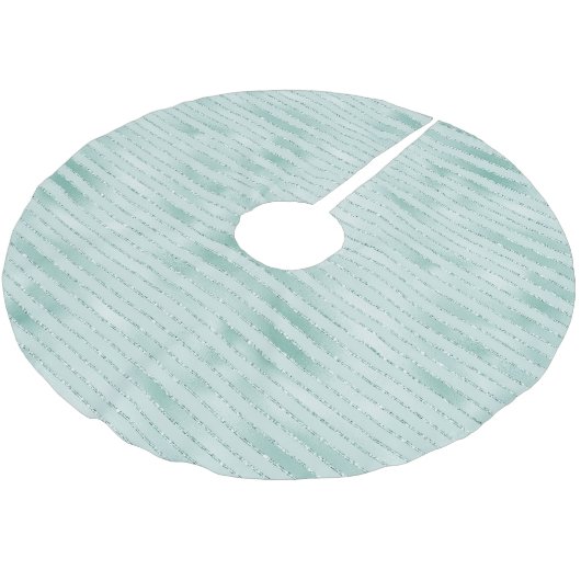  Aqua Mint Glitzy Glitter Stripes Kerstboom Rok (Gekanteld)