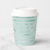  Aqua Mint Glitzy Glitter Stripes Papieren Bekers (Links)