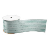 Aqua Mint Glitzy Glitter Stripes Satijnen Lint (Spoel)