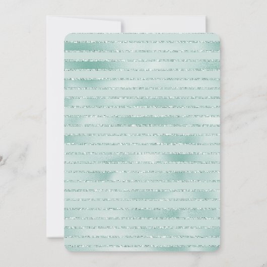  Aqua Mint Glitzy Stripes Vrijgezellenfeest Kaart (Achterkant)