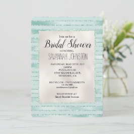  Aqua Mint Glitzy Stripes Vrijgezellenfeest Kaart
