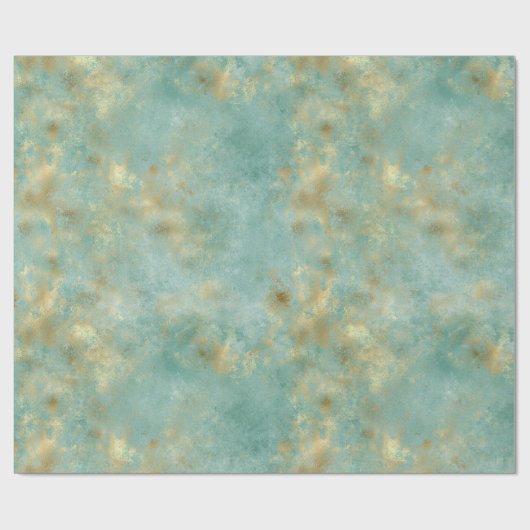 Aqua Mint Gold Abstract Cadeaupapier (Vlak)