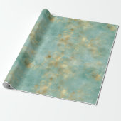 Aqua Mint Gold Abstract Cadeaupapier (Uitgerold)