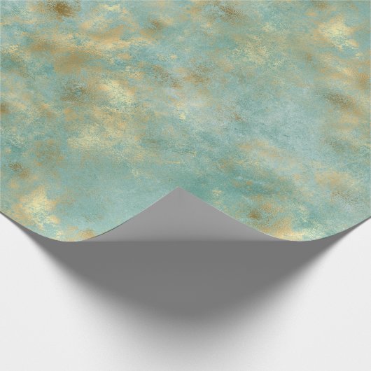 Aqua Mint Gold Abstract Cadeaupapier (Hoek)