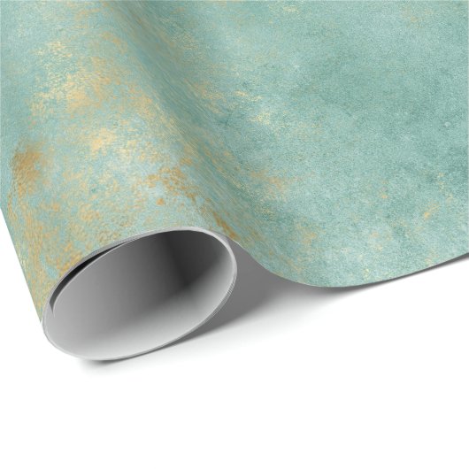 Aqua Mint Gold Abstract Cadeaupapier (Rol Hoek)