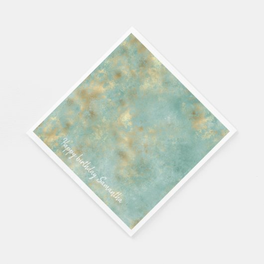 Aqua Mint Gold Abstract Servet (Hoek)