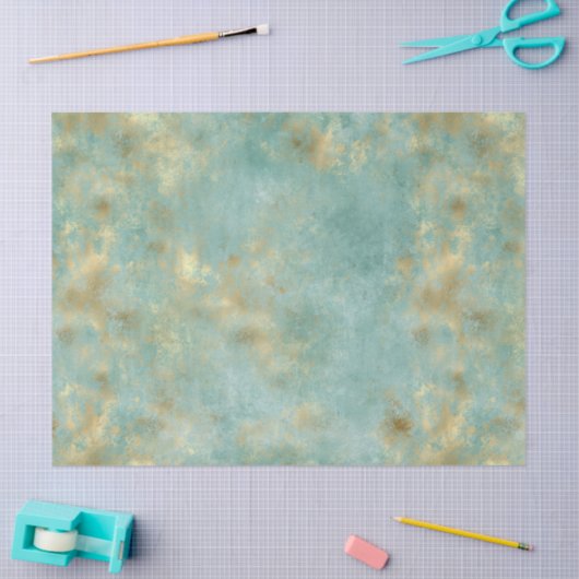 Aqua Mint Gold Abstract Tissuepapier (Craft)