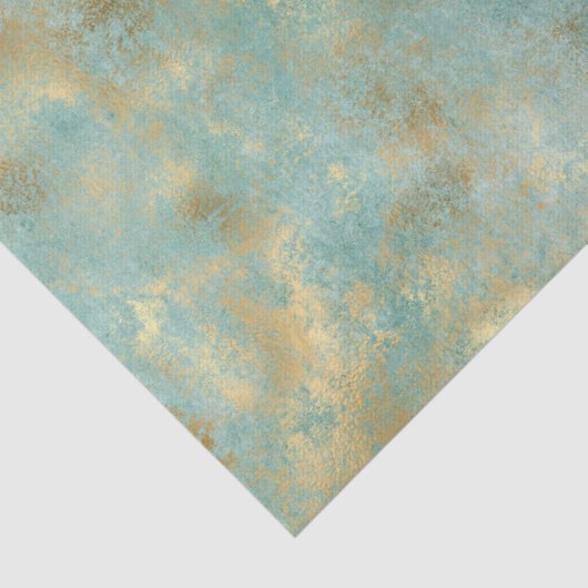 Aqua Mint Gold Abstract Tissuepapier (Detail)