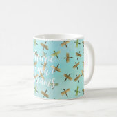 Aqua Mint Gold Dragonflies Geloof in dromen Koffiemok (Voorkant rechts)