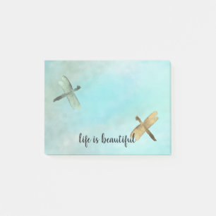 Aqua Mint Gold Dragonflies Waterverf gepersonalise Post-it® Notes