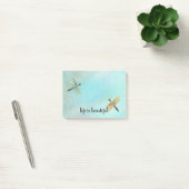 Aqua Mint Gold Dragonflies Waterverf gepersonalise Post-it® Notes (Kantoor)