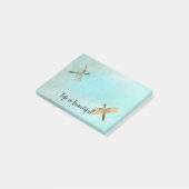 Aqua Mint Gold Dragonflies Waterverf gepersonalise Post-it® Notes (Schuin)