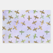 Aqua Mint Gold Dragonflies Waterverf Inpakpapier Vel (Voorkant 3)