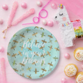 Aqua Mint Gold Dragonfly Geloof in dromen Papieren Bordje (Feest)