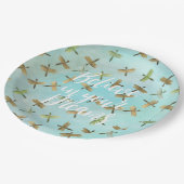 Aqua Mint Gold Dragonfly Geloof in dromen Papieren Bordje (Gekanteld)