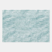 Aqua Mint Gold Glitter Stars Inpakpapier Vel (Voorkant 2)