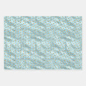 Aqua Mint Gold Glitter Stars Inpakpapier Vel (Voorkant)