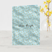 Aqua Mint Gold Glitter Stars Kaart (Gele Bloem)