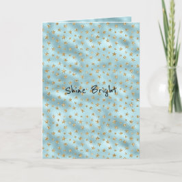Aqua Mint Gold Glitter Stars Kaart