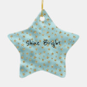 Aqua Mint Gold Glitter Stars Keramisch Ornament (Voorkant)