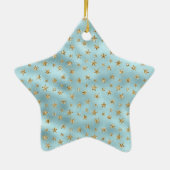 Aqua Mint Gold Glitter Stars Keramisch Ornament (Achterkant)