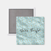 Aqua Mint Gold Glitter Stars Magneet (Voorkant / Achterkant)