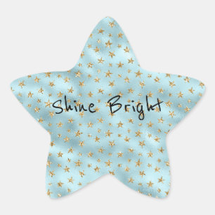 Aqua Mint Gold Glitter Stars Ster Sticker