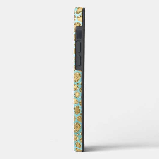 Aqua Mint Gold Glitz Glitter Leopard        Case-Mate iPhone Case (Achterkant / Links)