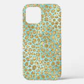 Aqua Mint Gold Glitz Glitter Leopard Case-Mate iPhone Case (Achterkant)