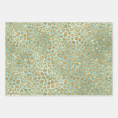 Aqua Mint Gold Glitz Glitter Leopard Inpakpapier Vel (Voorkant)