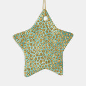 Aqua Mint Gold Glitz Glitter Leopard Keramisch Ornament (Rechts)