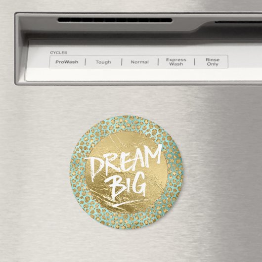 Aqua Mint Gold Glitz Glitter Leopard Magneet (Insitu (Vaatwasser))