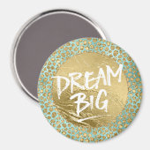 Aqua Mint Gold Glitz Glitter Leopard Magneet (Voorkant / Achterkant)