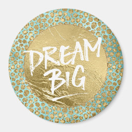 Aqua Mint Gold Glitz Glitter Leopard Magneet