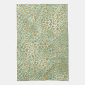 Aqua Mint Gold Glitz Glitter Leopard  Theedoek (Verticaal)