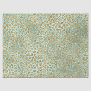 Aqua Mint Gold Glitz Glitter Leopard      Tissuepapier