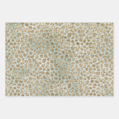 Aqua Mint Gold Glitz Sparkle Animal Prints Inpakpapier Vel (Voorkant 2)
