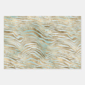 Aqua Mint Gold Glitz Sparkle Animal Prints Inpakpapier Vel (Voorkant)