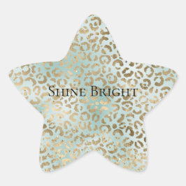 Aqua Mint Gold Glitz Sparkle Leopard Print Ster Sticker