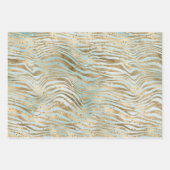 Aqua Mint Gold Glitz Sparkle Zebra Print Inpakpapier Vel (Voorkant)
