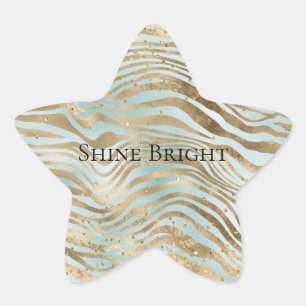 Aqua Mint Gold Glitz Sparkle Zebra Print Ster Sticker