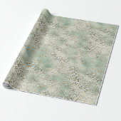 Aqua Mint Gold Leopard Print Cadeaupapier (Uitgerold)
