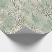 Aqua Mint Gold Leopard Print Cadeaupapier (Hoek)