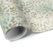 Aqua Mint Gold Leopard Print Cadeaupapier (Rol Hoek)