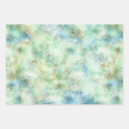Aqua Mint Gold Marble Abstract Inpakpapier Vel