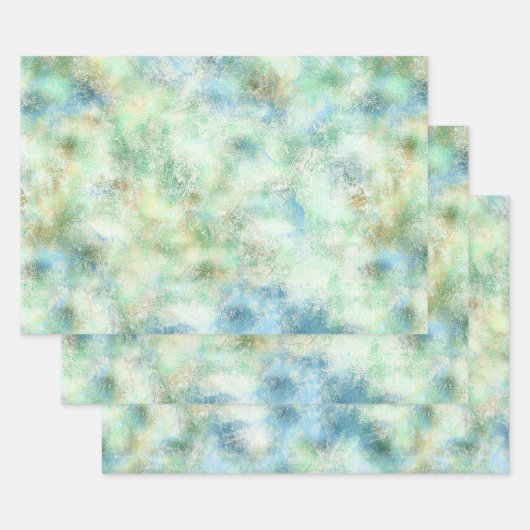 Aqua Mint Gold Marble Abstract Inpakpapier Vel (Set)