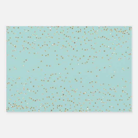 Aqua Mint Gold Sparkle Stippen Leopard Inpakpapier Vel (Voorkant)