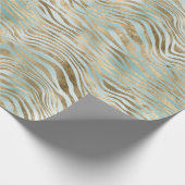 Aqua Mint Gold Zebra Print Cadeaupapier (Hoek)